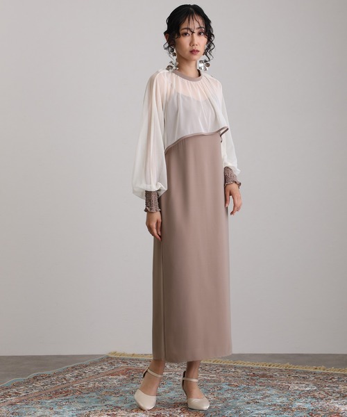 atlo（アトロ） ドレス マイクロチュール パーティードレス お呼ばれ袖