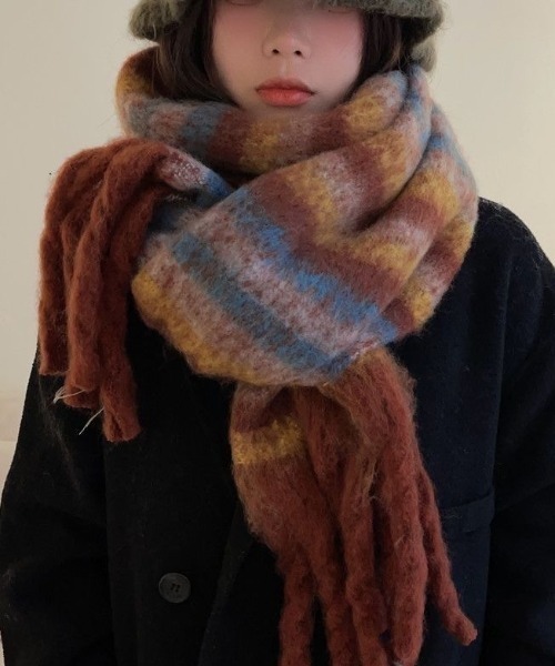 Sibra（シブラ） マフラー ストール ウール風チェック柄大判マフラー