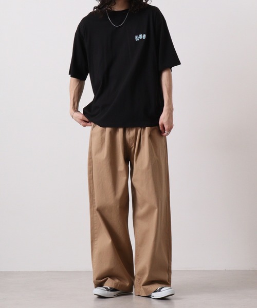 レッド オーバーサイズ 半袖 Tシャツ ルーズ DEVICE tシャツ ビッグシルエット ルーズ シンプル ロゴ