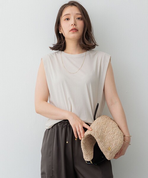 tシャツ 「SLOW/一部店舗限定」シアーツイストシングルジャージー ノースリーブ カットソー レディース