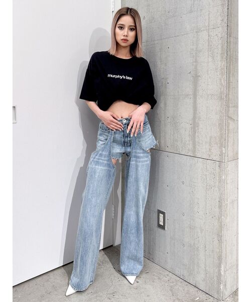 GYDA デニム GYDA ジーンズ デニム デニムパンツ ハイウエストレイヤード