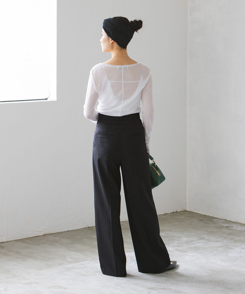 BELINDA ストレッチスラックスパンツ ストライプ柄 BELINDA STRETCH SLACKS PANTS | BELINDA OFFICIAL