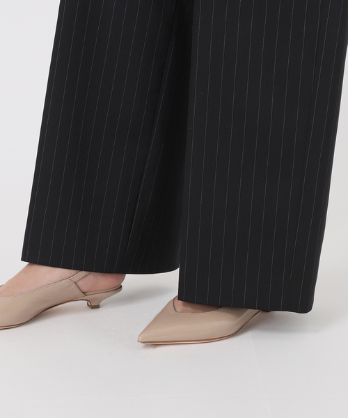 NOBLE スラックス パンツ 「洗える」ストライプツイルストレッチ