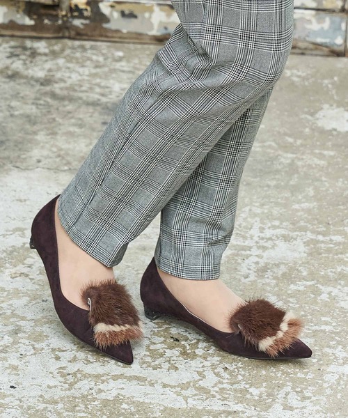 Mode et Jacomo パンプス コンビファー付きフラットパンプス
