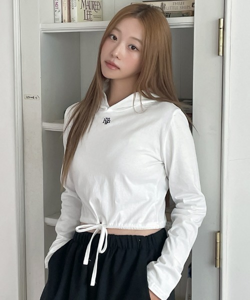 パーカー A'GEM/9 × .kom 「muah muah/ムーアムーア」 LOGO STITCH STRING HOOD LONG SLEEVE/