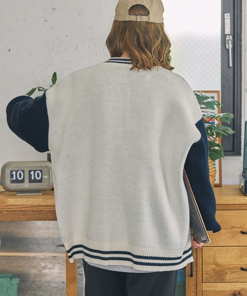 ☆美品☆【スタジャン/ライン(風味)を～ニット・カーディガン❕に♪】サガラ刺繍❗ 楽天市場】カーディガン サガラ刺繍 ワッペン 畦編み アクリル