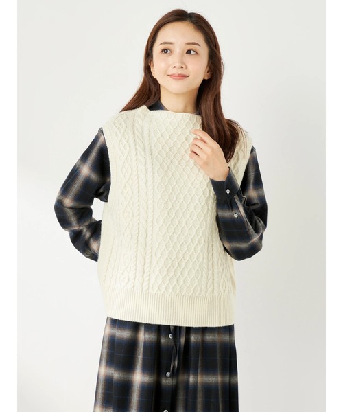 ベスト ジレ ボトルネックベスト レディース