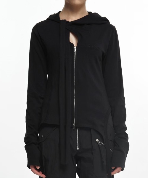 パーカー 「NACHE」SLIT TIE HOODIE ZIP-UP レディース