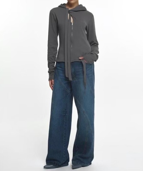 パーカー 「NACHE」SLIT TIE HOODIE ZIP-UP レディース NACHE パーカー 「NACHE」SLIT TIE HOODIE ZIP-UP レディース
