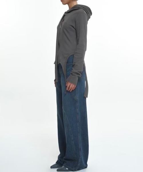 NACHE パーカー 「NACHE」SLIT TIE HOODIE ZIP-UP レディース