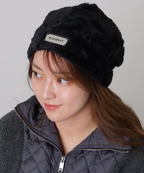 Lace Ladies ニット帽 ニットキャップ ソリッドカラー ロゴ