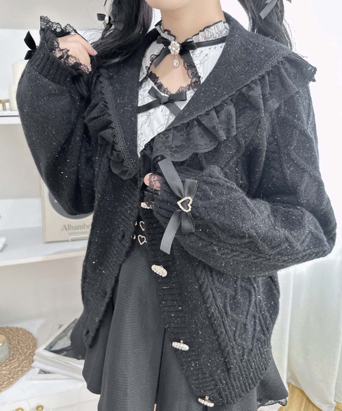 ROJITA（ロジータ） ニット ハートケーブルセーラーカーディガン ROJITA カーディガン