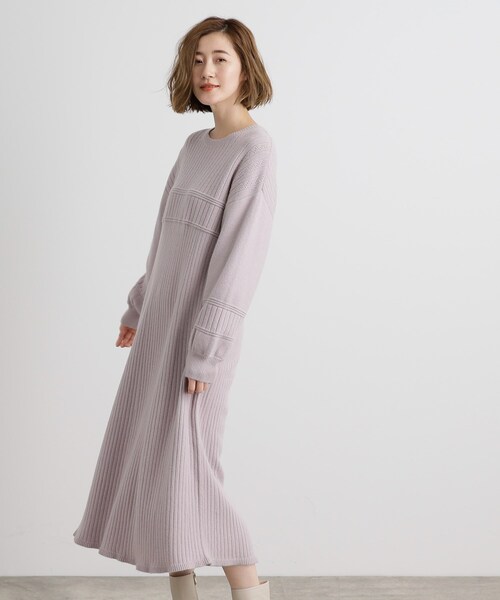 grove ワンピース 透かし柄アレンジニットワンピース : ZOZOTOWN Yahoo