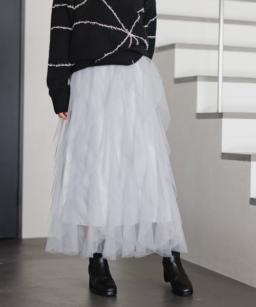 mysty woman ラッフルチュールスカート 289335 mysty woman スカート ラッフルチュールスカート 289335