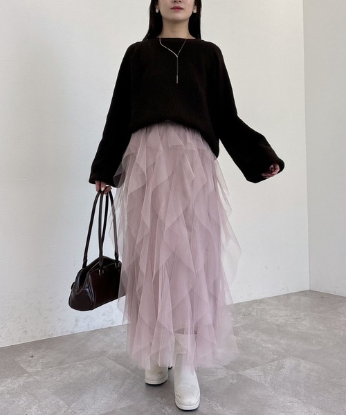 mysty woman ラッフルチュールスカート 289335 mysty woman スカート ラッフルチュールスカート 289335