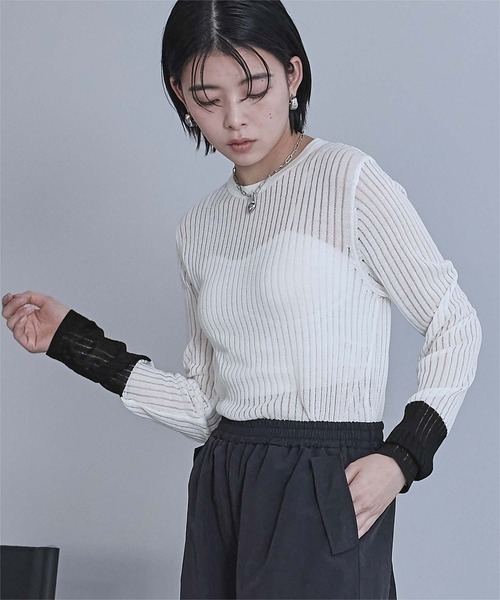 miette（ミエット） tシャツ 袖口配色シアートップス レディース