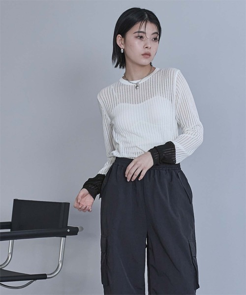 miette（ミエット） tシャツ 袖口配色シアートップス レディース