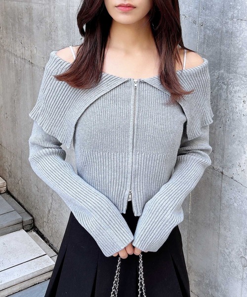 アイボリー ニット sacai サカイ 16AW サイドジップジャガードニットセーター 16