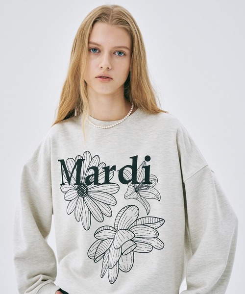 トレーナー スウェット SWEATSHIRT TRIPLE FLOWER レディース Mardi Mercredi トレーナー スウェット SWEATSHIRT TRIPLE