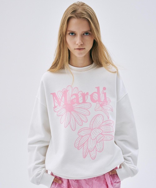トレーナー スウェット SWEATSHIRT TRIPLE FLOWER レディース Mardi Mercredi トレーナー スウェット SWEATSHIRT TRIPLE