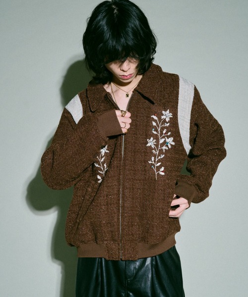 【最終値下げ】 camphor wood 花刺繍ラメツイードスタジアムジャケット flower embroidery lame tweed varsity jacket – CAMPHOR WOOD