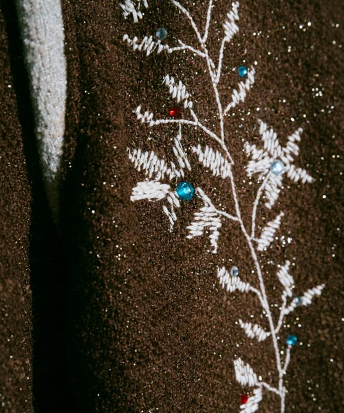 【最終値下げ】 camphor wood 花刺繍ラメツイードスタジアムジャケット flower embroidery lame tweed varsity jacket / 花刺繍ラメ