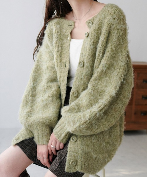 「DISCOAT」 ニットカーディガン FREE グレー レディース_画像4