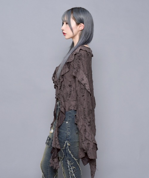 REFLEM/レフレム トライバルニットカーディガン 新品】REFLEM レフレム クロス ニット カーディガン ブラック 黒