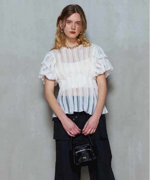 MAISON SPECIAL ブラウス シャツ Lace Peplum 2way Tops/レース