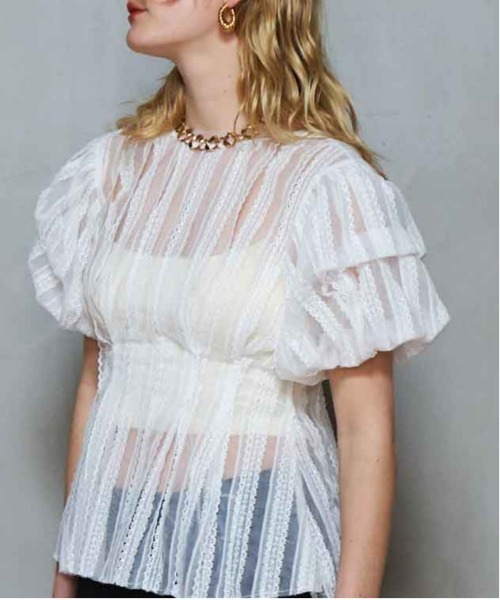 MAISON SPECIAL ブラウス シャツ Lace Peplum 2way Tops/レース