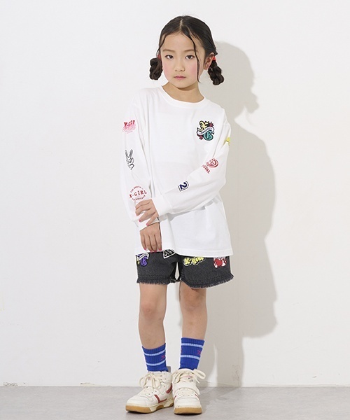 X-girl Stages パンツ MIXロゴデニムショートパンツ キッズ 子供