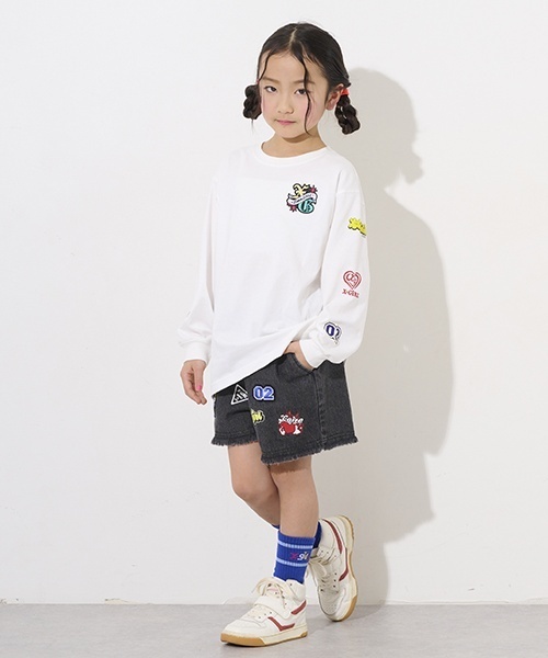 X-girl Stages パンツ MIXロゴデニムショートパンツ キッズ 子供