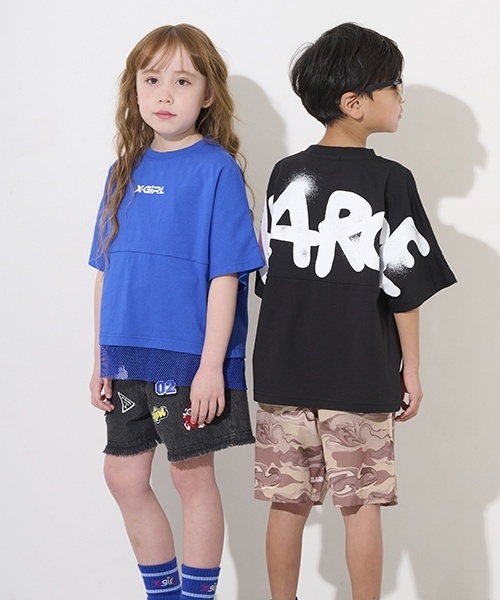X-girl Stages パンツ MIXロゴデニムショートパンツ キッズ 子供