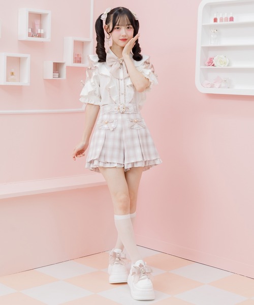 パンツ fiolily Logo Skirt Short Pants IVORY fiolily Logo Skirt Short Pants | Puff designs パフデザインズ