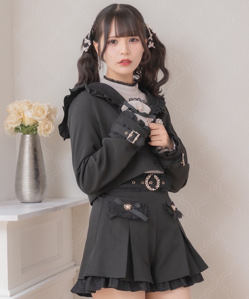 ROJITA リボンポケットショートジャケット ブラック ROJITA パンツ フラップリボンショートパンツ レディース
