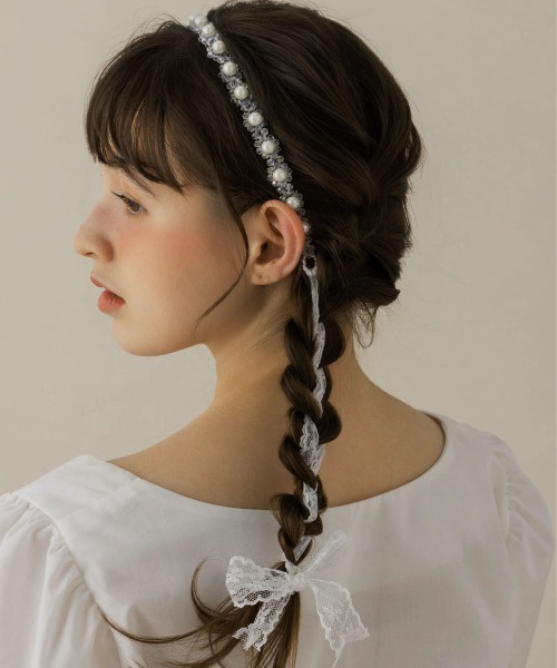 lamer ラメール　カチューシャ lamer ラメール ベロア パールカチューシャ ブラック BK｜Yahoo