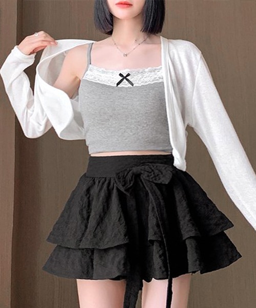 Riff（リフ） スカート リボンティアードミニスカート インパン付き