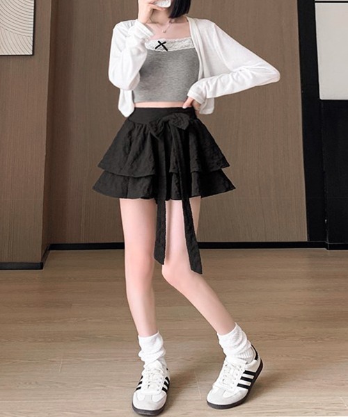 Riff（リフ） スカート リボンティアードミニスカート インパン付き