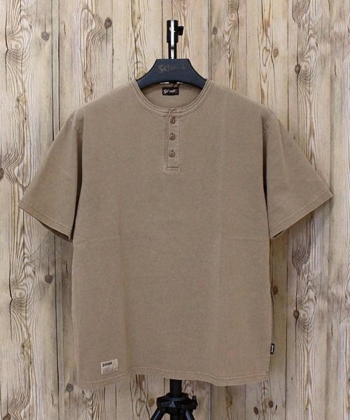 Schott N.Y.C tシャツ PIGMENT O/D HENLEY NECK SS T-SHIRT