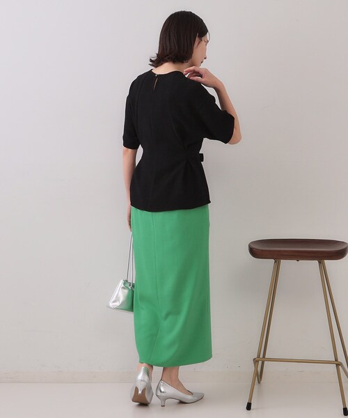 新品未使用タグ付き　BLAMINK タイトスカート リネンコットン S OPAQUE.CLIP スカート リネンライクストレッチタイトスカート