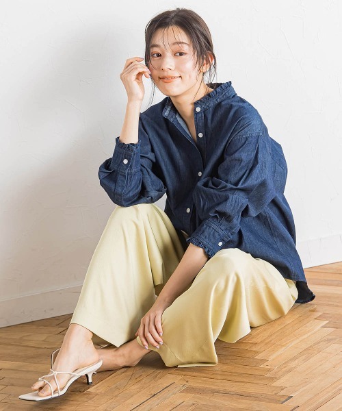 ブラウス シャツ ダンガリーデニムシャツ「洗濯機で洗える」 レディース