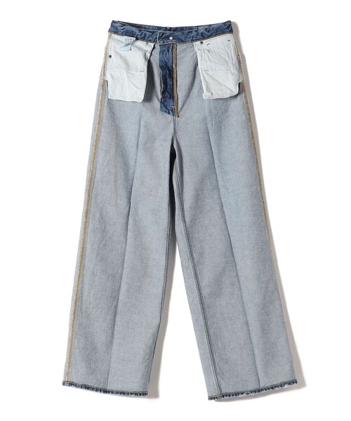 [upperhights] повреждение обработка Denim брюки MEDIUM голубой женский 