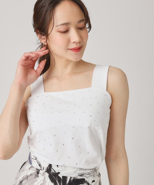 タンクトップ ノースリーブ 「洗える／日本製」キラキラ煌めくホットフィット付キャミソール レディース