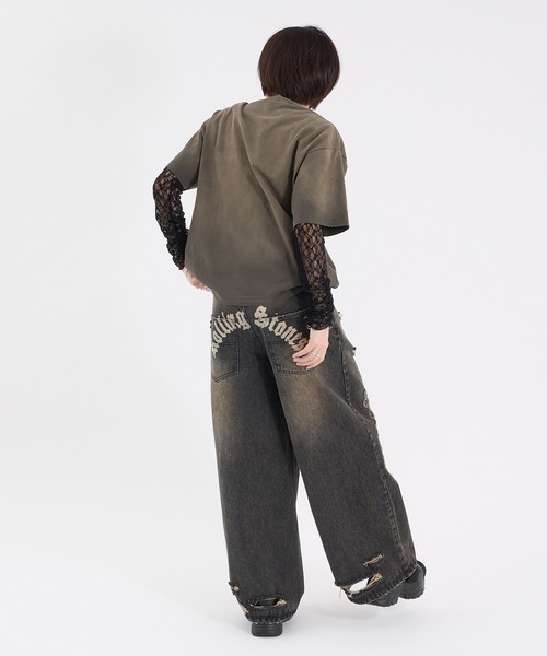 Perushu ジーンズ CROSS DAMAGE DENIM PANTS クロスダメージ