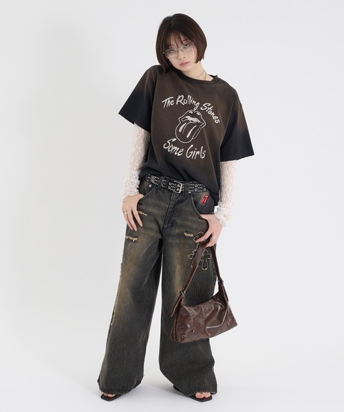 パンツ damage open slash pants MINUS - 【残りわずか】Slash Seam Twist Cargo Jeans(NOIR
