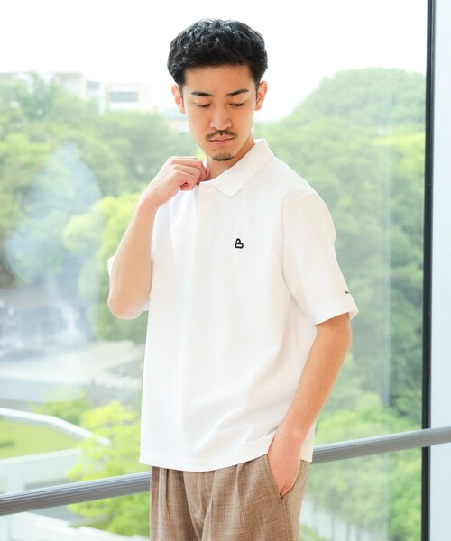 【美品】BEAMS F 半袖ポロシャツ 鹿の子 ネイビー 46 イタリア製 BEAMS 取り扱い】 MADE IN ITALY製 GUY ROVER 半袖鹿の子ポロシャ