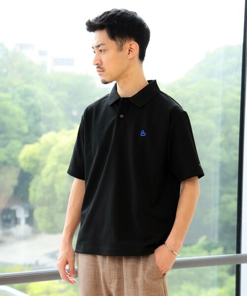 【美品】BEAMS F 半袖ポロシャツ 鹿の子 ネイビー 46 イタリア製 BEAMS F（ビームスF）ELACIO / カノコ ポロシャツ（シャツ