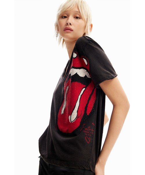 「Desigual」 半袖Tシャツ M ブラック レディース