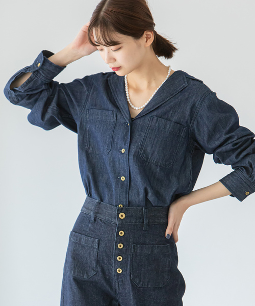 「U by SPICK&SPAN」 長袖シャツ FREE ネイビー レディース