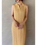 ワンピース 夏 シャツカラーメランジニットワンピースの詳細画像1
